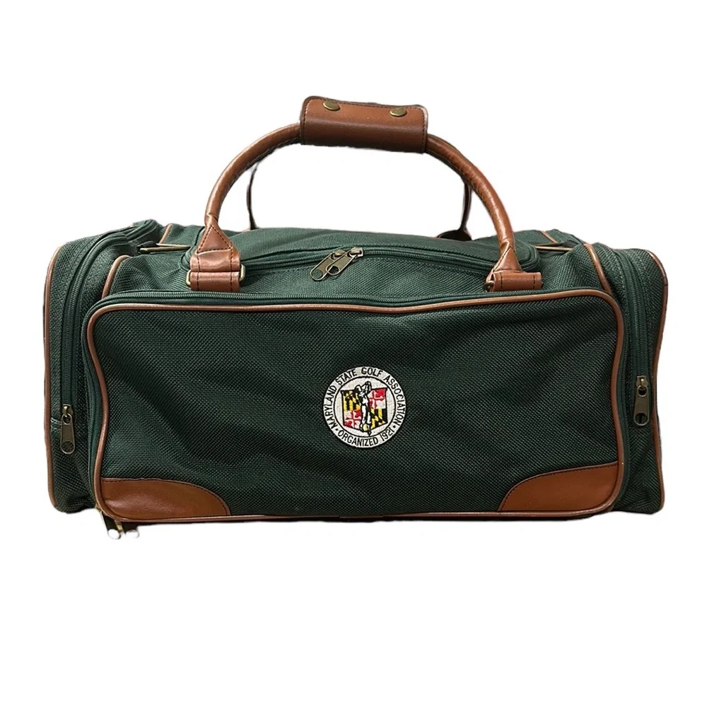 Rare Maryland State Golf Association Green Canvas Locker Room Duffle Bag Luggage